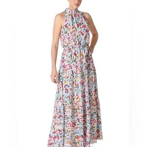 julia jordan White Multicolor Dot Halter Maxi Dress